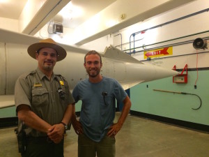 Park Ranger Michael Morales and Jack Queeney in the underground missile magazine.